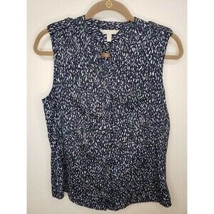 Banana Republic Sleeveless Blue Printed Blouse - Medium
